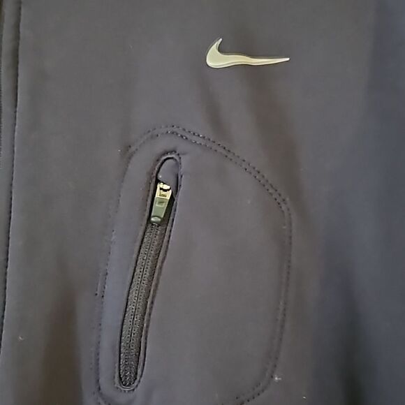 Nike Mens Dri Fit Track Running Jacket Fleece Lined Black W/Blue Stripe Sz Large - Picture 7 of 11